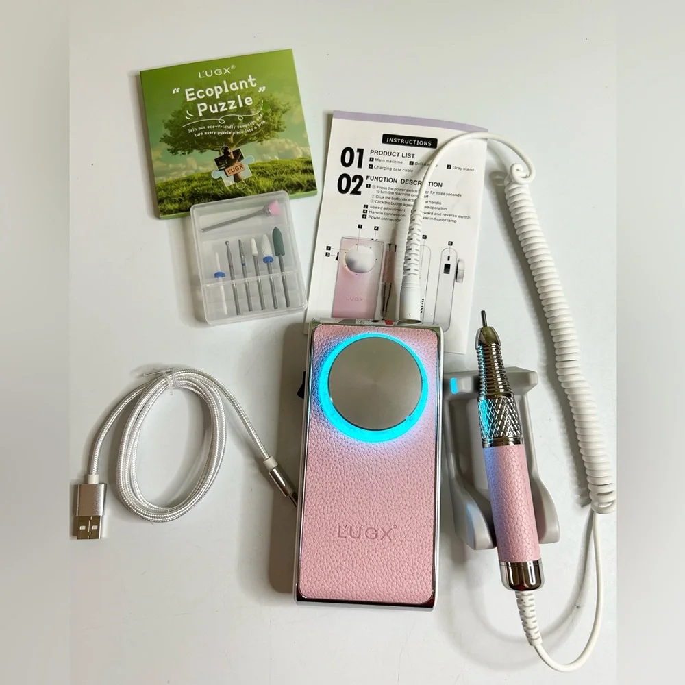 L'UGX Pink Leather Professional Nail Drill LG902